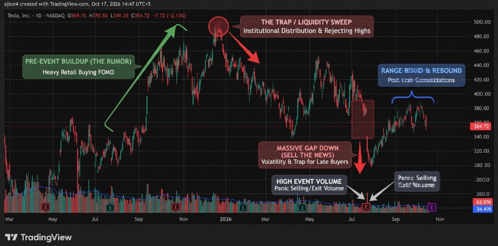 Tesla TSLA Daily Chart Technical Analysis Showing Liquidity Sweep and Gap Down